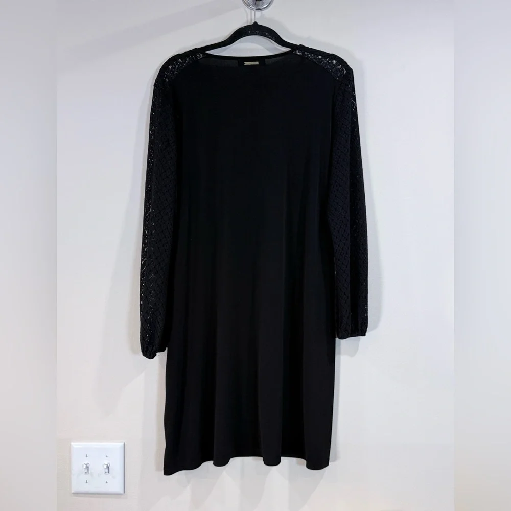🔥Michael Kors Women’s Black Long-Sleeve Lace-Sleeve Dress Size XL EC🔥